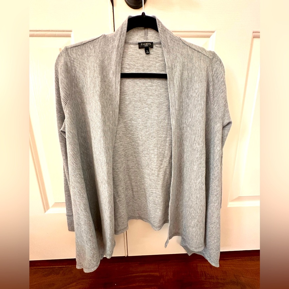 Talbots Gray Open Front Cardigan